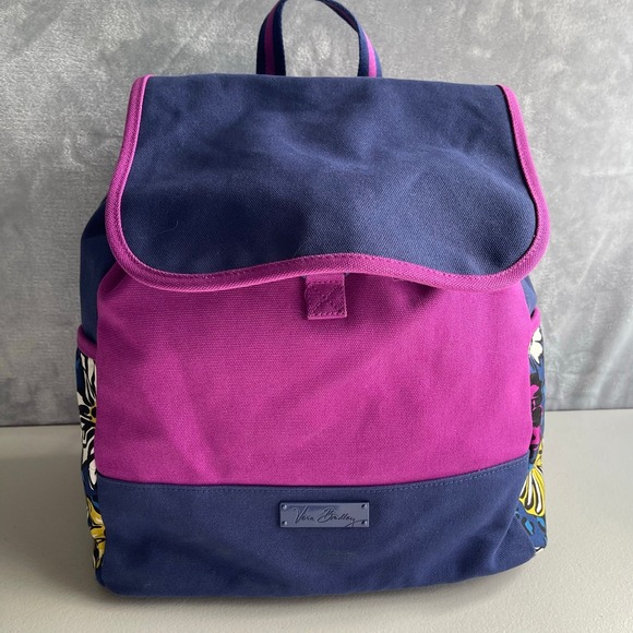 Vera Bradley Backpack African‎ Violet Canvas Pink Purple Floral Back Large 17\